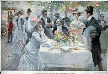 En un restaurante en el Bois de Boulogne en París, finales del siglo XIX